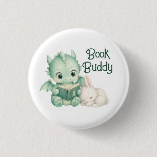 Cute Baby Dragon Reading Book Storybook Nursery  3 Cm Round Badge