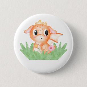 Cute Baby Dragon Watercolour 6 Cm Round Badge