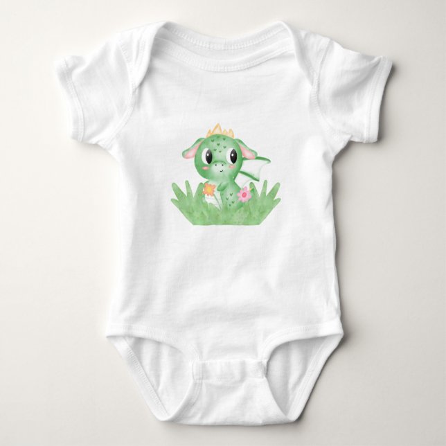Cute Baby Dragon Watercolour Bodysuit (Front)