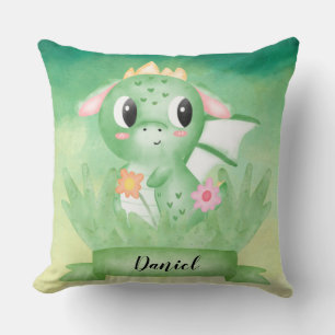 Cute Baby Dragon Watercolour Cushion