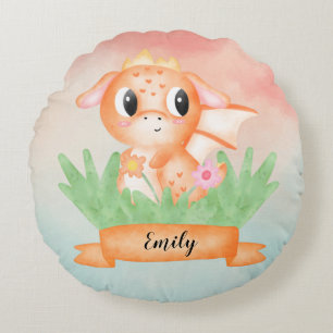 Cute Baby Dragon Watercolour Cushion