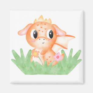 Cute Baby Dragon Watercolour Magnet