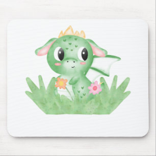 Cute Baby Dragon Watercolour Mouse Pad