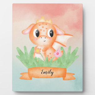 Cute Baby Dragon Watercolour Plaque
