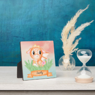 Cute Baby Dragon Watercolour Plaque