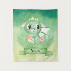 Cute Baby Dragon Watercolour Tapestry