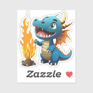 Cute Baby Dragon With Campfire He Created
