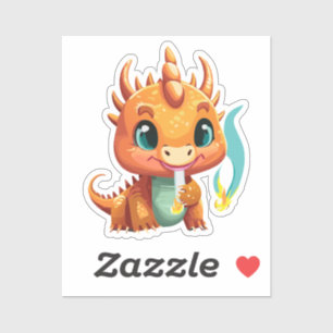 Cute Baby Dragon With His First Fire Ball