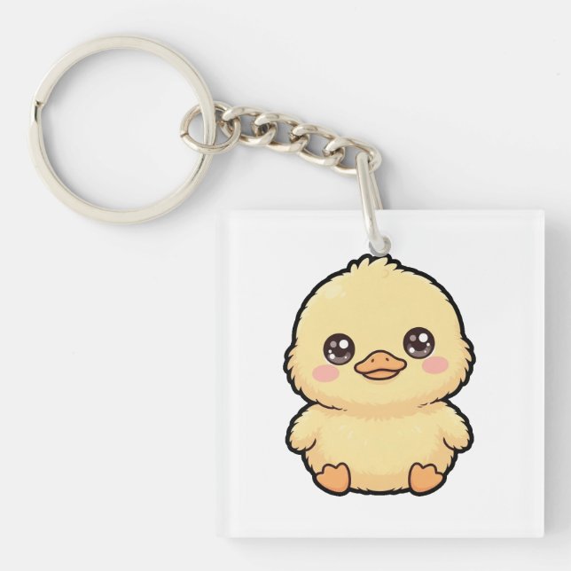 Cute Baby Duck Chick Acrylic Keychain (Front)