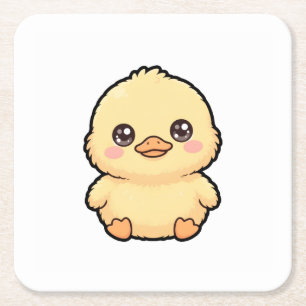 Cute Baby Duck Chick  Square Paper Coaster