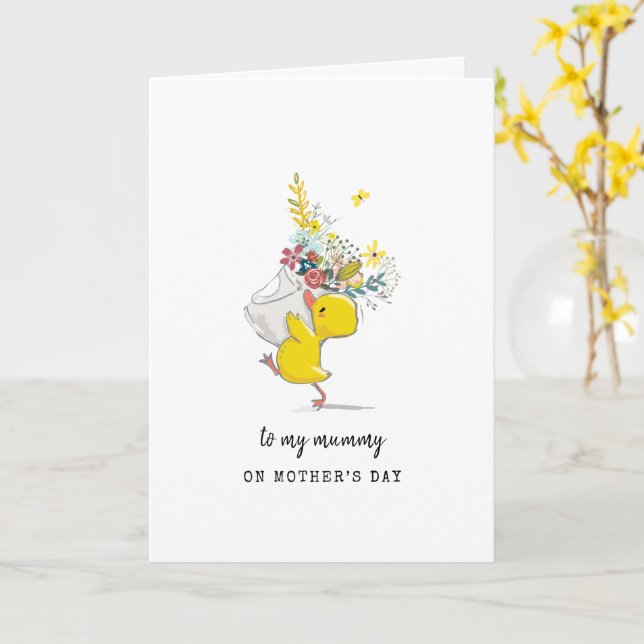 Cute Baby Duck Mothers Day Card (Yellow Flower)