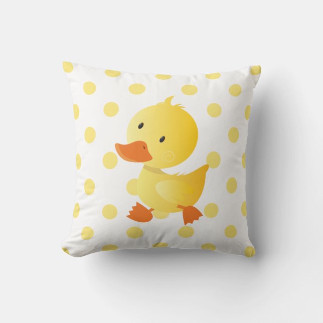 Cute Baby Duck Polka Dots Cushion (Front)
