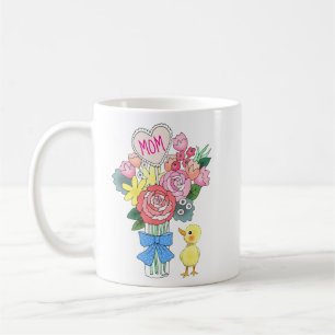 Cute Baby Duck with Pretty Flowers Mother gift Coffee Mug