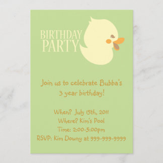 Cute Baby Duckling Rubber Ducky Birthday Invites