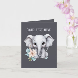 Cute baby elephant add text any purpose card