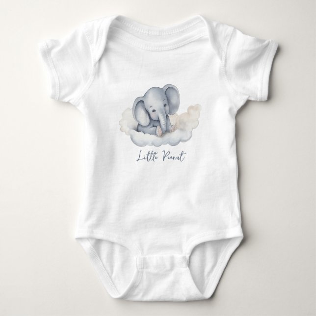 Cute Baby Elephant Baby Shower Baby Bodysuit (Front)