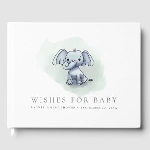 Cute baby elephant baby shower guest book