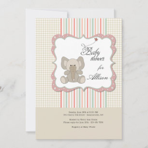 Cute Baby Elephant Baby Shower Invitation