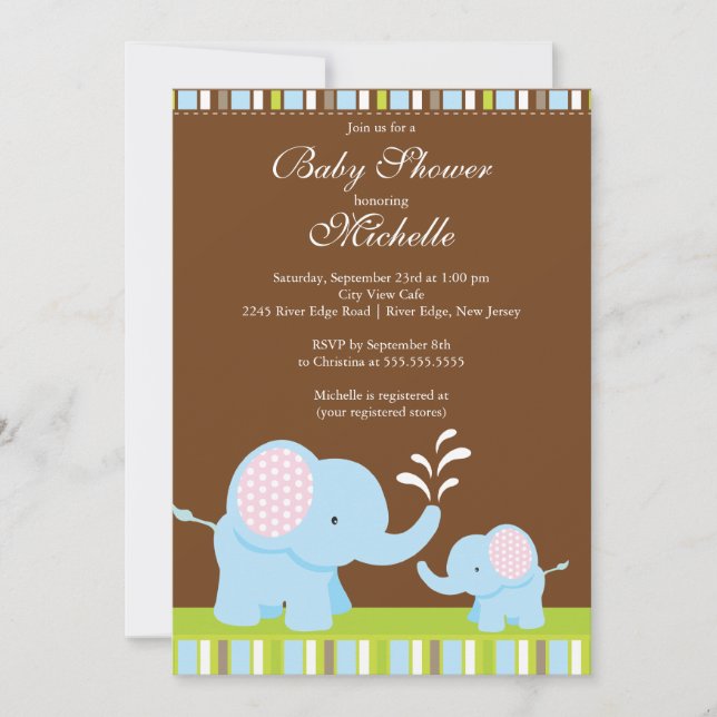 Cute Baby Elephant Baby Shower Invitation (Front)