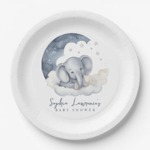 Cute Baby Elephant Baby Shower Paper Plate