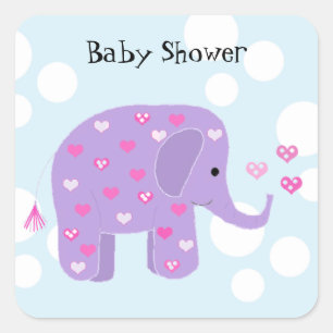 Cute Baby Elephant Baby Shower Square Sticker