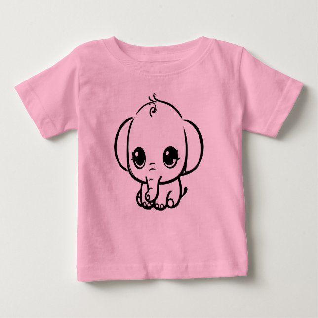 Cute Baby Elephant Baby T-Shirt (Front)