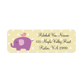 Cute baby elephant bird polka dot address labels