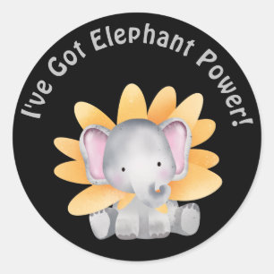Cute baby elephant black kids sticker