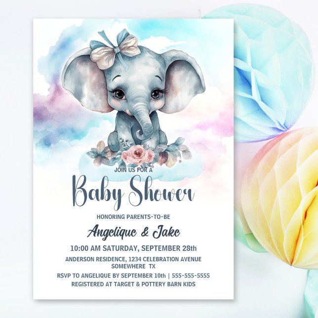 Cute Baby Elephant Boy Baby Shower Invitation (Creator Uploaded)