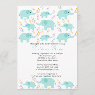 Cute Baby Elephant Boy Baby Shower Invitations