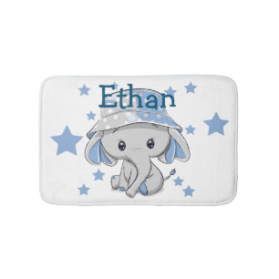 Cute Baby Elephant Boy  Bath Mat