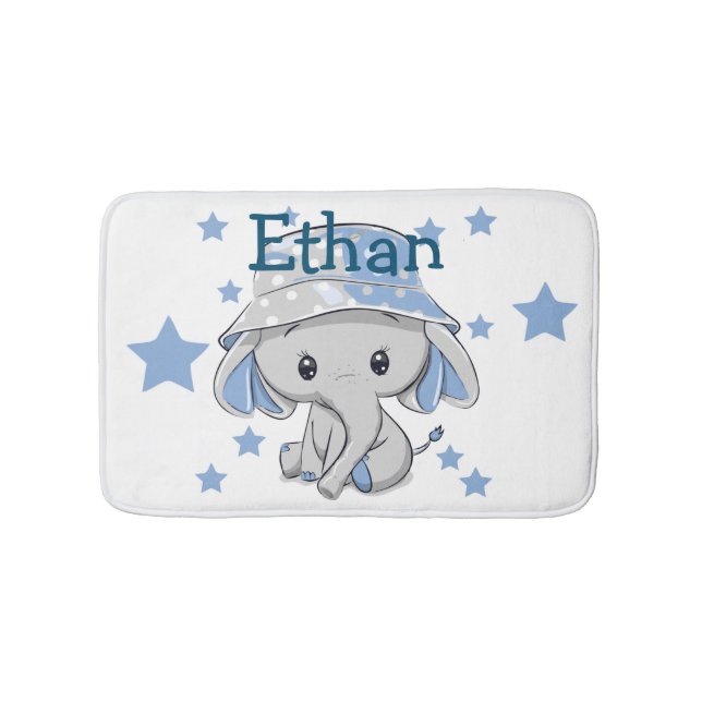 Cute Baby Elephant Boy  Bath Mat (Front)