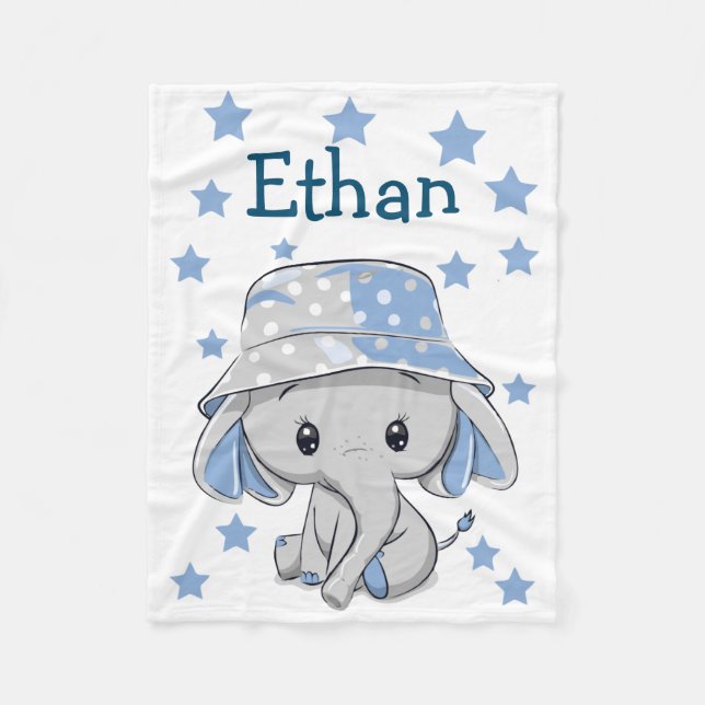 Cute Baby Elephant Boy  Fleece Blanket (Front)