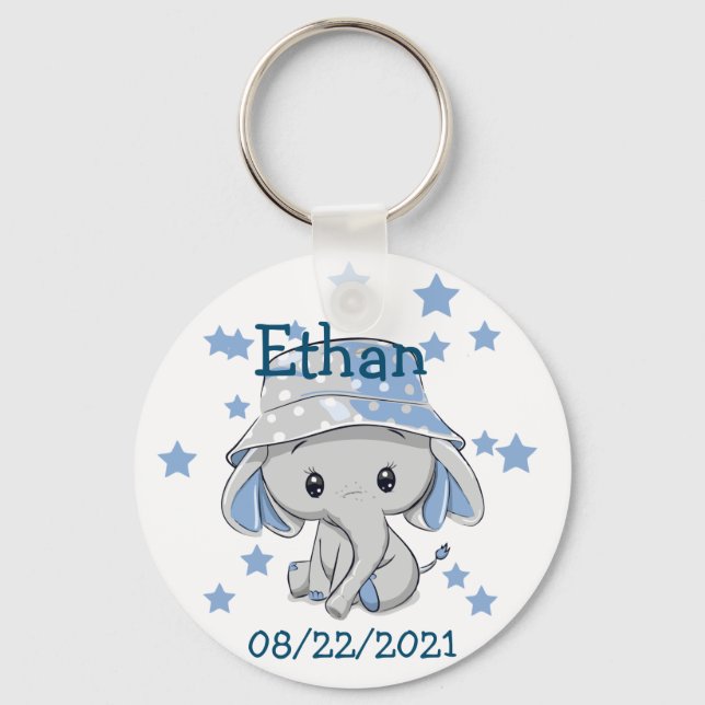 Cute Baby Elephant Boy   Key Ring (Front)