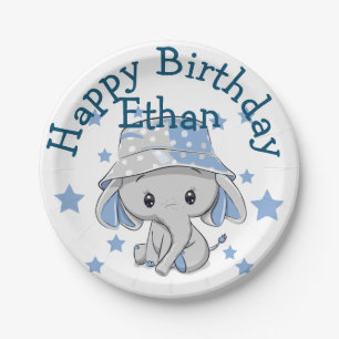Cute Baby Elephant Boy  Paper Plate