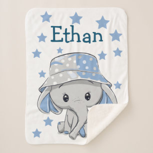 Cute Baby Elephant Boy   Sherpa Blanket