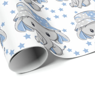 Cute Baby Elephant Boy Wrapping Paper