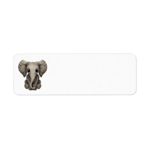 Cute Baby Elephant Calf Sitting Down Return Address Label