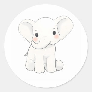Cute Baby Elephant Calf Watercolor Print Sticker