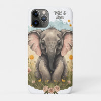 Cute Baby Elephant Calf Wildflower Wanderlust