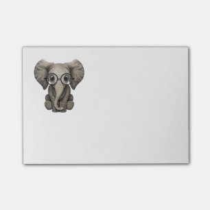 Cute Baby Elephant Calf with Reading Glasses Post-it Notes