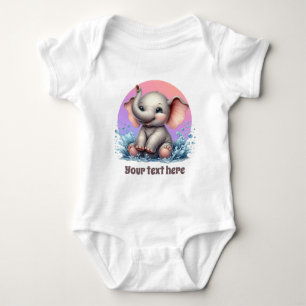Cute baby elephant customizable girls baby bodysuit