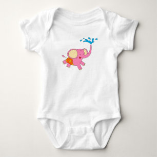 Cute Baby Elephant Design Element Bodysuit