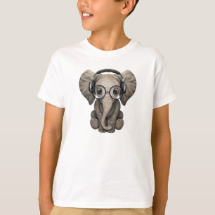 Cute Baby Elephant Dj Wearing Headphones T-Shirt