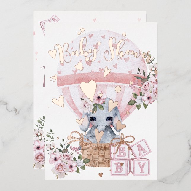  Cute Baby Elephant Floral Pink Rose (Front/Back)