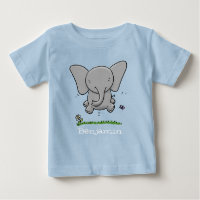 Cute baby elephant flying cartoon illustration