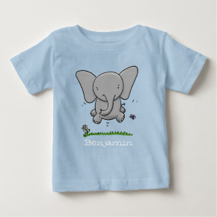 Cute baby elephant flying cartoon illustration T-Shirt