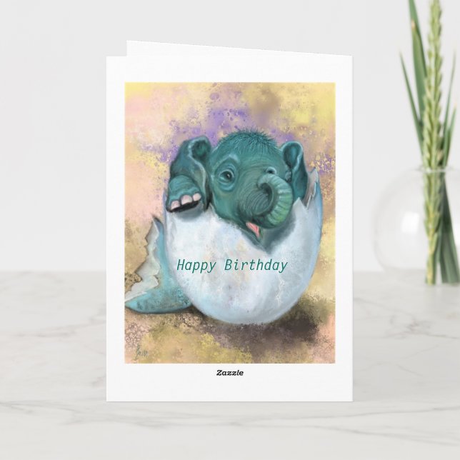 Cute Baby Elephant Funny Birthday Card (Back)