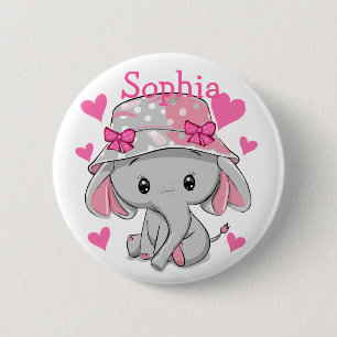Cute Baby Elephant Girl 6 Cm Round Badge