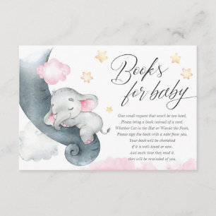 Cute baby elephant girl baby shower books for baby enclosure card